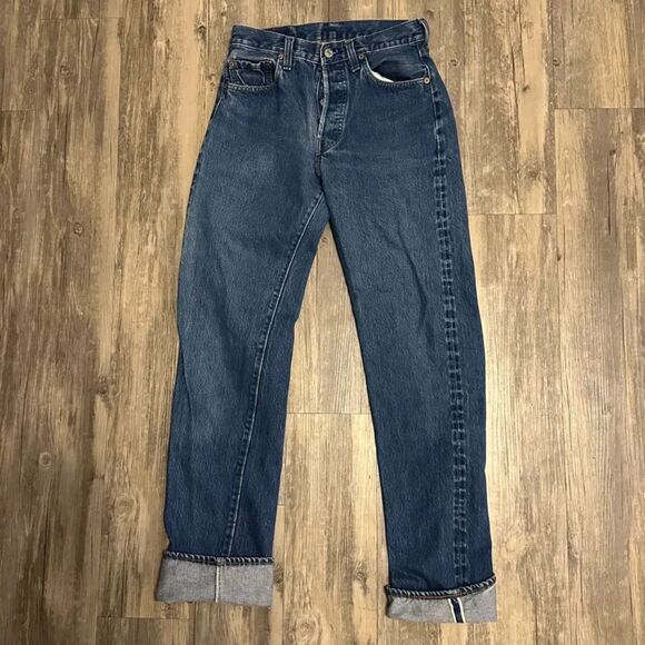Vintage 80s Levi's Selvedge 501 Redline Red Tab Denim Jeans Size 28x33 - Picture 3 of 8